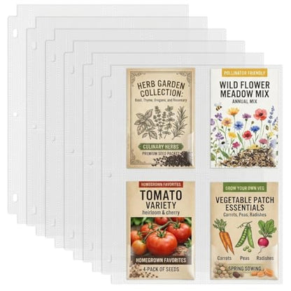 Aegero 100 Pack 3.5 x 5 Photo Sleeves for 3 Ring Binder(800 Pictures), Seed Storage Organizer Sleeves,Clear Sleeves for Seed Packet Storage, Seed Keeper, Seed Organizer Binder - size: 3.5x5inch-4pocket, style: 100 pack