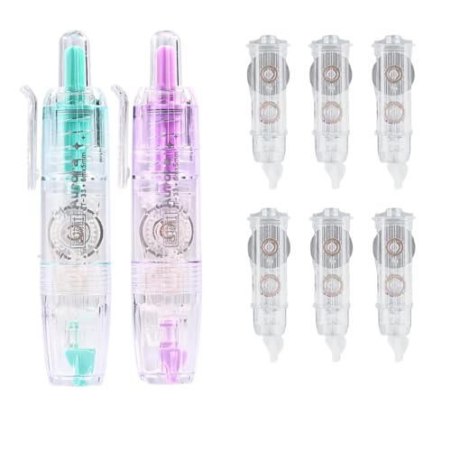Refillable Correction Tape, 157 ft Total – 2 Pre-Filled Dispensers + 6 Snap-In Refills, School & Office Supplies, Purple+Green - color: Purple+Green