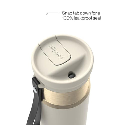 Contigo SnapSeal 473.2ml(16온스) 스테인리스 스틸 진공 단열 물병, 누출 방지 자동 닫힘 뚜껑(빨대 호환) 및 휴대용 스트랩, BPA 프리 및 납 프리, 식기세척기 사용 가능 - color: 오트밀크 샴페인, size: 16온스
