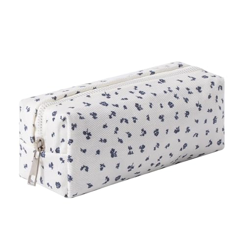 Large Capacity Canvas Pencil Case for Students Cute Aesthetic Pen Pouch Stationery Organizer Bag for School Portable Makeup Bag for Daily Use Kawaii Pencil Box for Girls Teens Kids (Canvas-C) - color: Canvas-C