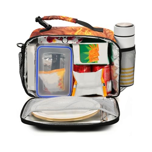 Flames Wolf Kids Lunch Box Insulated Lunch Bags Cooler Tote Bag with Removable Shoulder Strap for Boy Girl Student 20848586 - color: Wolf