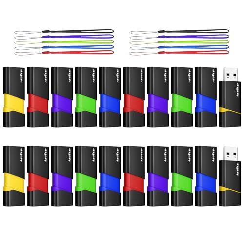 4GB USB Flash Drive 20 Pack, AreTop FAT32 USB 2.0 Thumb Drives | Slide Retractable USB Drives 4GB 20 Pack Memory Sticks for Data Storage (Mixed Color:Yellow,Red,Blue,Green,Purple) - size: 4GB, style: 20