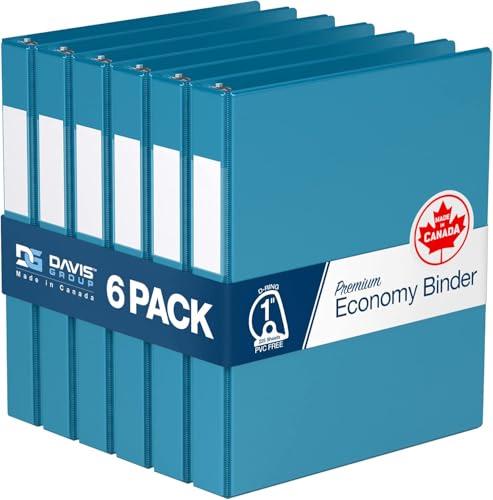 Premium Economy 6-Pack 3-Ring Binders for School or Office, D-Ring Binders, 1 Inch, Turquoise - color: Turquoise, size: 1 Inch