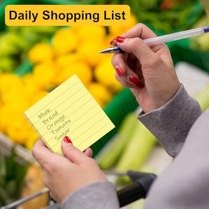 48 Pack Lined Sticky Notes 3x3 in, Yellow Self Sticky Notes with Lines, Post Stickies Sticky Memo Note Pads for School and Office Supplies, Yellow - color: Yellow