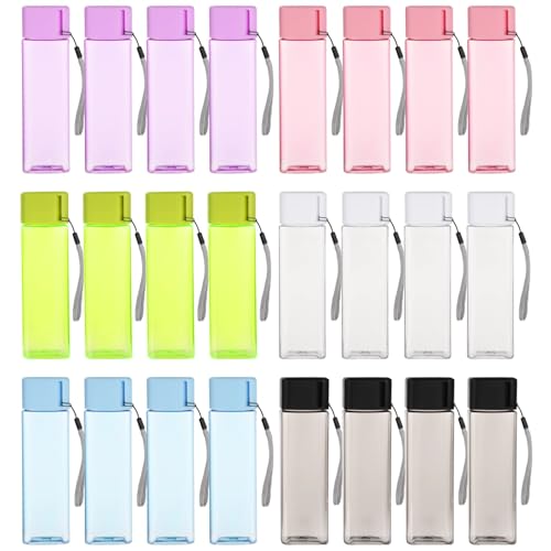 OMISTAR 24 PCS Water Bottles Bulk, 17 oz Colorful Plastic Water Bottles, Reusable Leak Proof Portable Water Bottle With Handle Strap for School Classroom Travel Camping Cycling Fitness (24PCS) - color: 24PCS