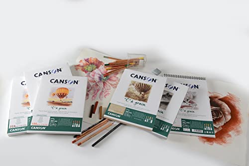 Canson "C à Grain A5 125g White Drawing & Sketching Paper Pad, 30 Sheets, Fine Grain Texture, Glued on Short Side, Ideal for Professional Artists - size: A5, style: 125gsm