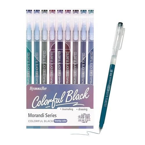 9 Colored Gel Pens Set, 0.6mm Fine Point for Black Paper & White Paper, Pens for Journaling, Adult Coloring Books, Bible, Drawing, Note Taking, Art & Journaling Supplies (Splash of Black) - color: Splash of Black