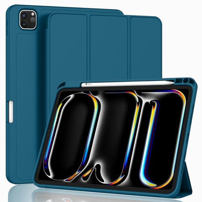 ZryXal iPad Pro 11 Inch Case (M5) 2025/ (M4) 2024 (Model: A2836/A2837/A3006), Trifold Stand Smart Cover with Pencil Holder and Soft TPU Back, Auto Wake/Sleep (New Teal) - color: New Teal