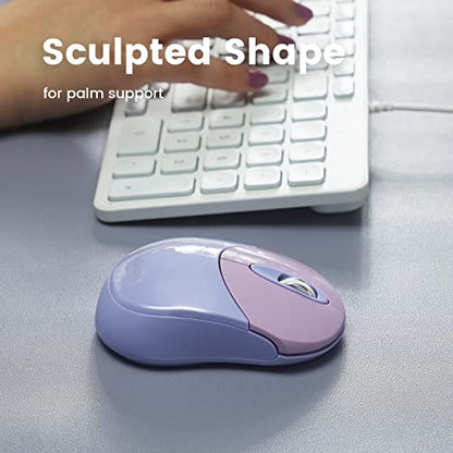 Perixx PERIMICE-802PP Wireless Bluetooth Mouse - Portable Design - Compatible with Windows, iOS, and Android PC, Laptop, Tablet, and Smartphone - Purple - color: Purple, size: Pack of 1