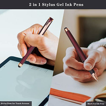 Linbsunne Black Gel Pens 0.7mm Medium Point Pen Office Pens 2-in-1 Stylus Pens for Touch Screens Gel Ink Rollerball Pens for Writing (18 Pack-red) - color: 18 pack-red