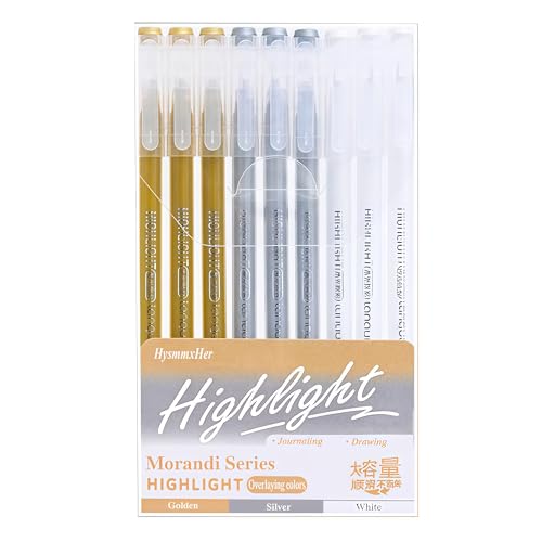 9 Colored Gel Pens Set, 0.6mm Fine Point for Black Paper & White Paper, Pens for Journaling, Adult Coloring Books, Bible, Drawing, Note Taking, Art & Journaling Supplies (White-Gold-Silver) - color: White-Gold-Silver