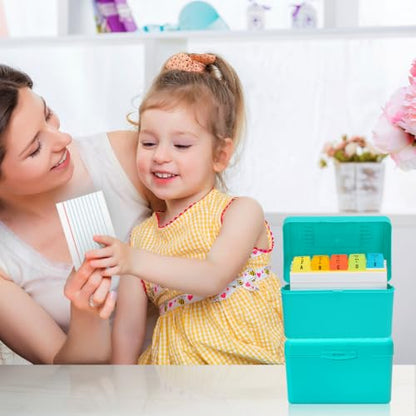 H4D 3x5 Index Card Holder with 100 Index Cards and 25 Dividers, Teal | 3x5 Inch Plastic Box, Heavyweight 3x5 Index Cards, Plastic 3x5 Index Card Dividers, Snap Closure Lid - color: Teal, size: 3"x5"