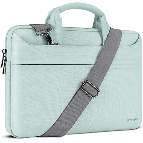DOMISO 14 inch Laptop Messenger Shoulder Bag Tote Bag for Women for Men,Business Travel Work Computer Bag Chromebook Case Briefcase,Compatible with 15 inch MacBook Air/Pro,14 inch HP Dell, Mint Green - color: Mint Green, size: 14 Inch