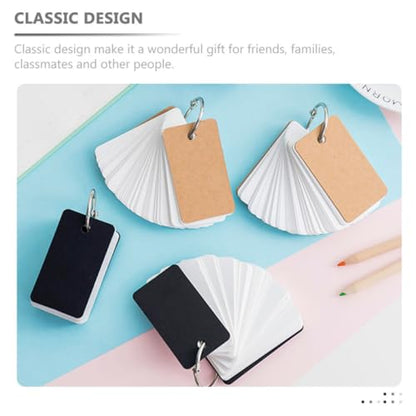 4pcs Blank Flashcards with Binder Ring for Writing and Listing Ideas, Paper Material Simple Design Reminder Cards for Travel Diaries and Student Learning