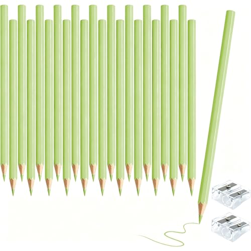 24 PCS Macaron Green Colored Pencils Pre Sharpened Pencil 2 HB - Ideal for Checking, Grading, Tests & Office/School Supplies - color: cutegreen