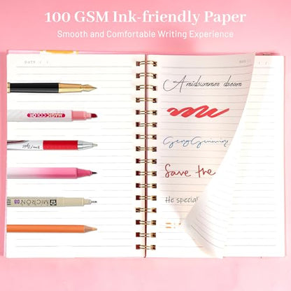 Yoment Lined Spiral Notebook Journal for Women Men A5 Small Spiral Notebooks 5x7 160 Pages Pink Notebook College Ruled Spiral Bound Journal for Work Note Taking School, Pink - color: Pink, style: C - Line - A5