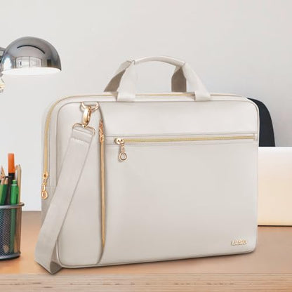 Laptop Case Bag Women Men Computer Sleeve Compatible with MacBook/Dell/HP/Acer/ASUS/LG, Waterproof Shoulder Carrying Briefcase, Beige, 15.6-16 Inch - color: Beige, size: 15.6 inch