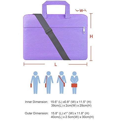 HESTECH Denim Fabric 15-15.6 Laptop Shoulder Bag Sleeve Briefcase Carrying Case for MacBook / Surface Book / Ultrabook with Denim Fabric, Purple - color: Purple, size: 15.6"-16 Inch