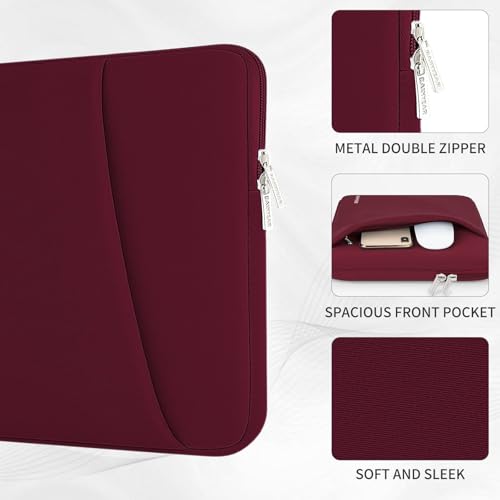 RAINYEAR Laptop Sleeve Case with Front Pocket, 13.3 Inch Protective Portable Case Briefcase Laptop Carrying Bag Cover Compatible with 13.3-14 Inch Laptop PC, 14 Inch MacBook Pro M5 M4 M3 M2 M1, Red - color: Red, size: 13.3-14 inch