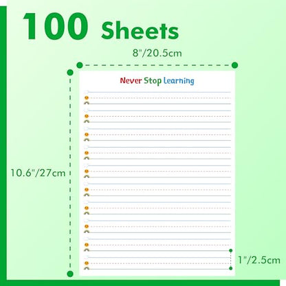 100 Sheets Ruled Writing Paper, Double-Sided Printing Skip-A-Line Ruled Writing Paper with Dotted Lines 1” Line Spacing Handwriting Practice Paper for Kindergarten Toddlers Kids (8” x 10.6”) - size: 8” x 10.6” 100 Sheets, style: Writing Paper（vertical ver