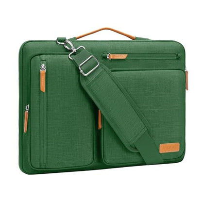 MOSISO 360 Protective Laptop Shoulder Bag,15-15.6 inch Computer Bags Compatible with MacBook Pro 16 inch, HP, Dell, Lenovo, Asus Notebook,Side Open Messenger Bag with 4 Zipper Pockets, Jungle Green - color: Jungle Green, size: 16 inch