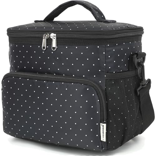 GYEUKHAM Insulated Lunch Bag for Adult/Women/Men, Reusable Large Lunch Box Cooler Soft Leakproof Tote, Thermal Meal Prep Lunch Pail with Adjustable Shoulder Strap for School/Travel/Office, Dot - color: Dot