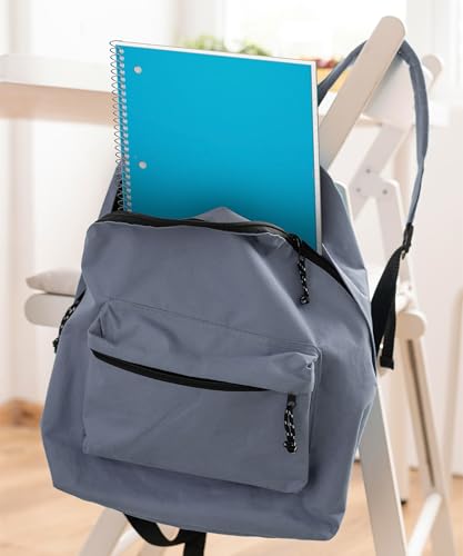 Dunwell 1 Subject Spiral Notebook, Blue Plastic Cover, 100 Sheets (200 Pages) 8x10.5 Paper, Wide Ruled Composition Notebooks with Poly Pocket Dividers, 3-Hole Punch Perforated Pages - color: Blue