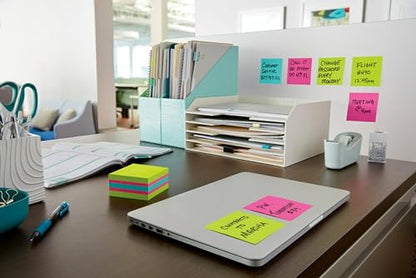 Post-it Super Sticky Notes, 3 in x 3 in, 1 Cube, 2X the Sticking Power, Bright Colors, Recyclable (2027-SSGFA) (Pack of 2) - size: 3" x 3" (Pack of 2)