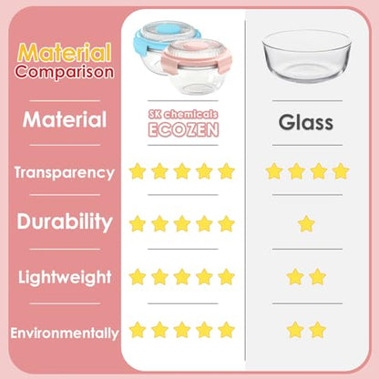 WHALEHOUSE 2-Pack 33 OZ Clear Eco-friendly SK chemicals ECOZEN Salad Container Sets, Portable Plastic Salad Bowls with Lid, Leak-Proof Dressing Container, Bento Lunch Box for Meal Prep & Food Storage - color: Pink+Blue