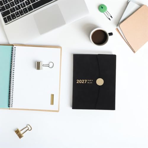 Lurrose 2027 A5 Academic Planner Weekly Monthly Schedule Organizer with Multi-purpose Layout in Faux Leather Cover Portable Calendar Notebook for Professionals and Students