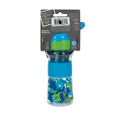 Nuby Thirsty Kids Flip-It No-Spill Toddler Sippy Cup with Soft Spout - 12 oz - 18+ Months - Aqua Camo - Back to School Essentials (Pack of 12) - color: Aqua Camo, size: 12 Ounces (Pack of 12)