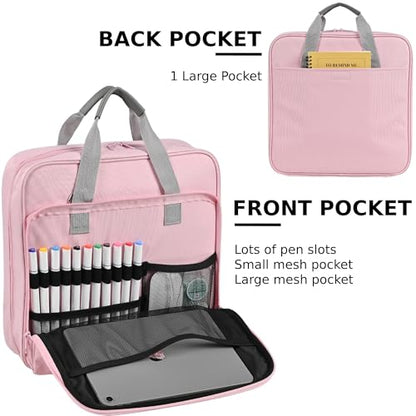 Famlife Zipper Binder with Strap - 2 Inch 3-Ring Trapper Keeper - 500-Sheet Pink Multi-Pocket Organizer Binder for School and Office