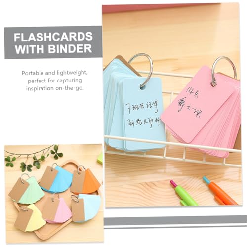 5pcs Metal Binder Ring Flash Cards for Studying Blank Index Note Cards Portable Words Memory