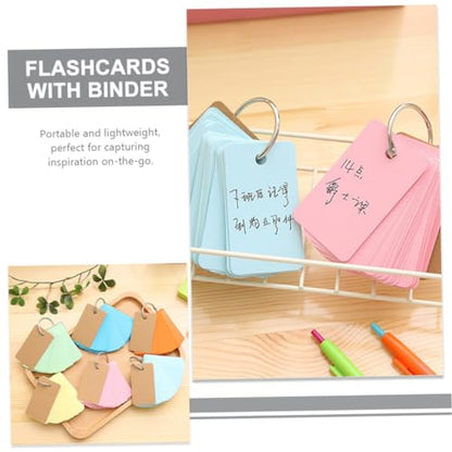 5pcs Metal Binder Ring Flash Cards for Studying Blank Index Note Cards Portable Words Memory