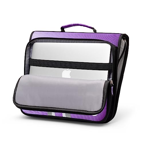 2-Inch 3 Rings Zipper Binder, Holds 15-Inch Laptop, Handle and Shoulder Strap Included, Purple - color: Purple