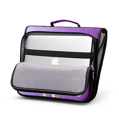 2-Inch 3 Rings Zipper Binder, Holds 15-Inch Laptop, Handle and Shoulder Strap Included, Purple - color: Purple