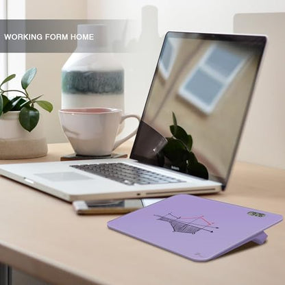 Small Glass Desk Whiteboard Dry-Erase Board with Clock, Small Travel Clock Keychain with Desk Notepad, Time Table Whiteboard for Desk Digital LED Light Display, 8x6 in with Accessories, Purple - color: Purple With Clock