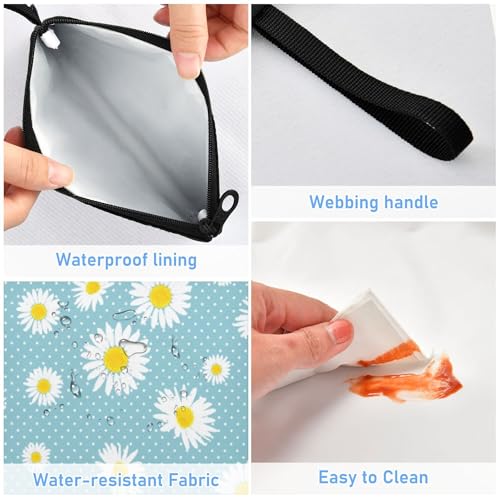 Reusable Food Storage Bags Daisy Flowers and Polka Dots 3 Pack Set Lunch Bag Compact Sandwich Snack Bag Small Medium Large for Lunch, Travel & Organization - color: Bag 11