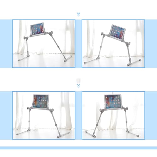 360° Rotatable Tablet Stand for 0-12.9" iPad/Tablets/Phones, Adjustable Height (13.78-17.72") & Foldable Aluminum Holder for Bed, Sofa,Floor,Desk Working, Reading,Watching