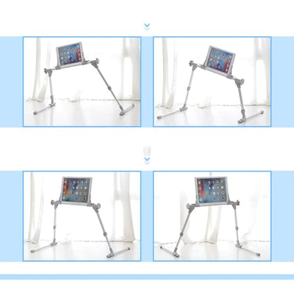 360° Rotatable Tablet Stand for 0-12.9" iPad/Tablets/Phones, Adjustable Height (13.78-17.72") & Foldable Aluminum Holder for Bed, Sofa,Floor,Desk Working, Reading,Watching