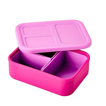 LunchBots Build -a- Bento Lunch Box, Silicone Bento Box for Kids, Multi-Compartment Lunch Container, Oven & Dishwasher Safe, BPA Free, 28 oz - Pink - color: Solid Pink
