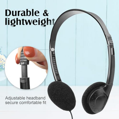Flutesan 20 Pack Headphones Bulk Libraries Wired on Ear Headphones Over The Head Earphones for Boys Girls Adults(Black) - color: Black