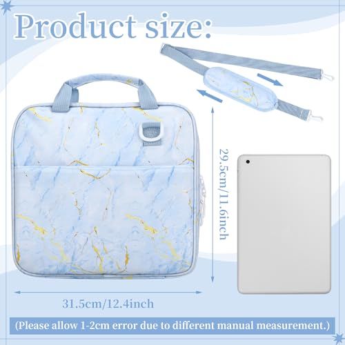 Zipper Binder Folder Keeper with Strap 2 Inch 3 Ring Multi-Pocket Zipper Bag for 13" Laptop 5-tab Expanding File Folder for Women Men Office Middle High School(Blue,Marble) - color: Blue, style: Marble