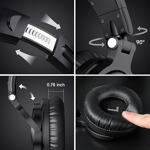 OneOdio Bluetooth Over Ear Headphones, 110 Hrs Wireless/Wired Stereo Sound Foldable Headsets with Deep Bass 50mm Neodymium Drivers for PC/Computer/Podcast- Studio Wireless Pro C, Black - color: Black