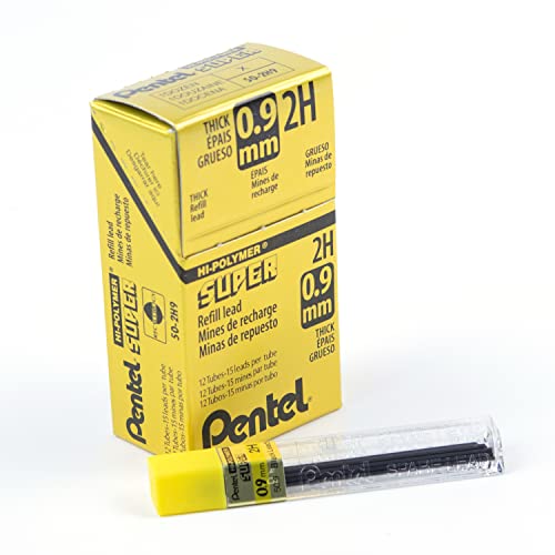Pentel Super Hi-Polymer Lead Refill, 0.9mm Thick, 2H, 180 Pieces of Lead (50-9-2H) - style: 2H Lead