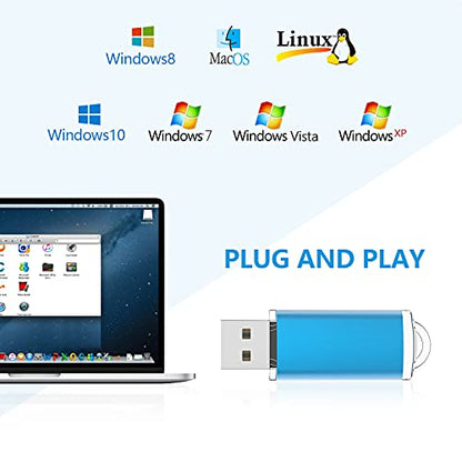 KOOTION Flash Drive 8GB 10 Pack USB 2.0 Thumb Drive Capped Memory Stick Jump Drive, Blue - size: 8GB, style: Blue-10 Pack