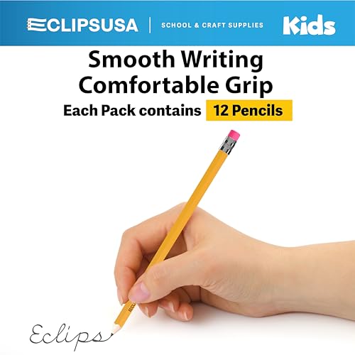 E-CLIPS USA Pre-Sharpened Pencils Bulk, Pencil #2 (12 Boxes), Number 2 pencils, School Supplies Bulk, Office Supplies Bulk, Box May Vary, 12 Pencil Per Box (12 Boxes) - style: 12 Boxes