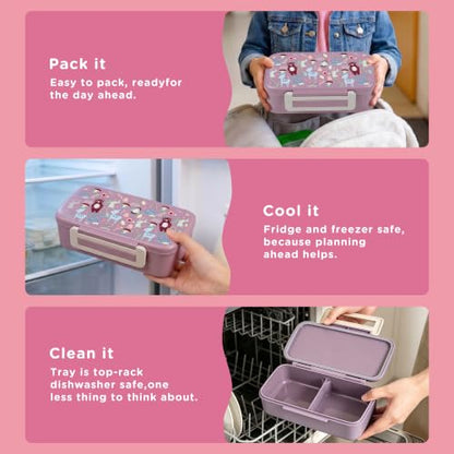 Bento Lunch Box for Kids With 8oz Food Thermo,BPA-Free for School | Lunch Container with 2 Compartments, Insulated Food Jar, Dishwasher Safe, Easy to Clean, Lunch Box for Girls Boys - color: Purple Deer1