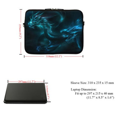 Meffort Inc 12 Inch Neoprene Laptop Sleeve Bag - Water Resistant, Hidden Handle, Adjustable Shoulder Strap, Dual Zipper, Fits Up to 11.6” - 12" Laptops - The Starring Night - Blue Dragon - color: Blue Dragon