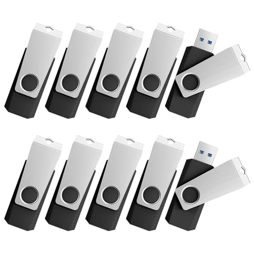 TOPESEL 64GB USB 3.0 Flash Drive 10 Pack Bulk, Thumb Drive USB Stick for Data Storage Backup, Jump Drive Pen Drive Zip Drive Memory Stick with Indicator, USB Storage Flash Drive Swivel Design, Black - size: 10 Pack 64GB USB 3.0